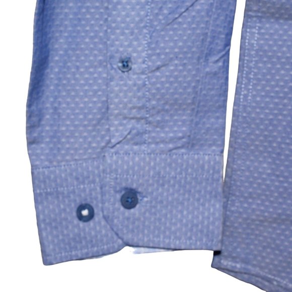 Steel & Jelly London Mens XL Flip Cuff Blue Long Sleeve Casual Dress Shirt - Picture 5 of 9